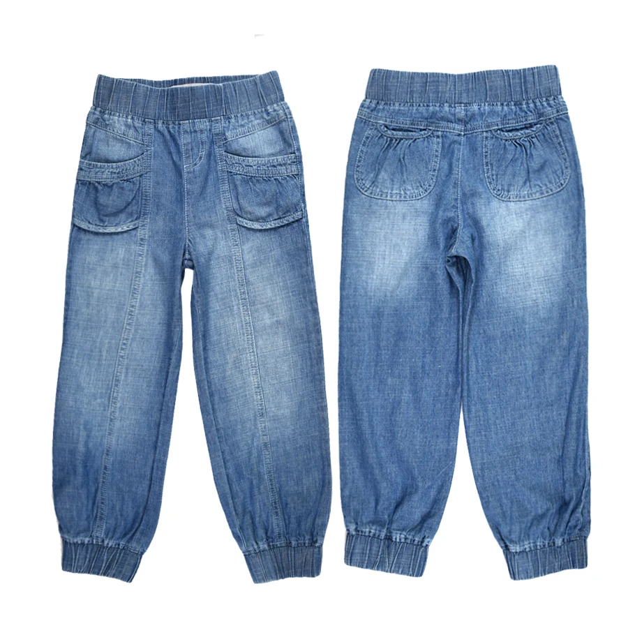 2018 Baby Girls Denim Harem Pants Children Trousers Pockets Elastic