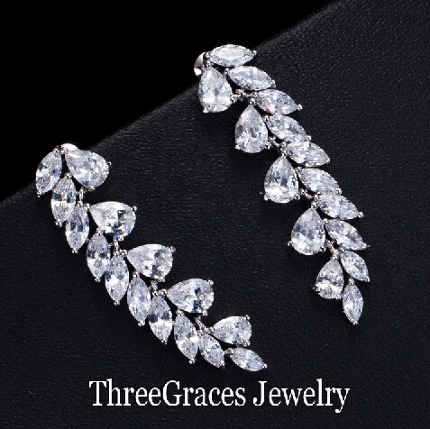 Elegant Female Cz Jewelry Long Leaf Shape Cubic Zirconia Synthetic Elegant Female Cz Jewelry Long Leaf Shape Cubic Zirconia Synthetic Diamond Dangling Drop Earrings For Women Dress Er068 In From