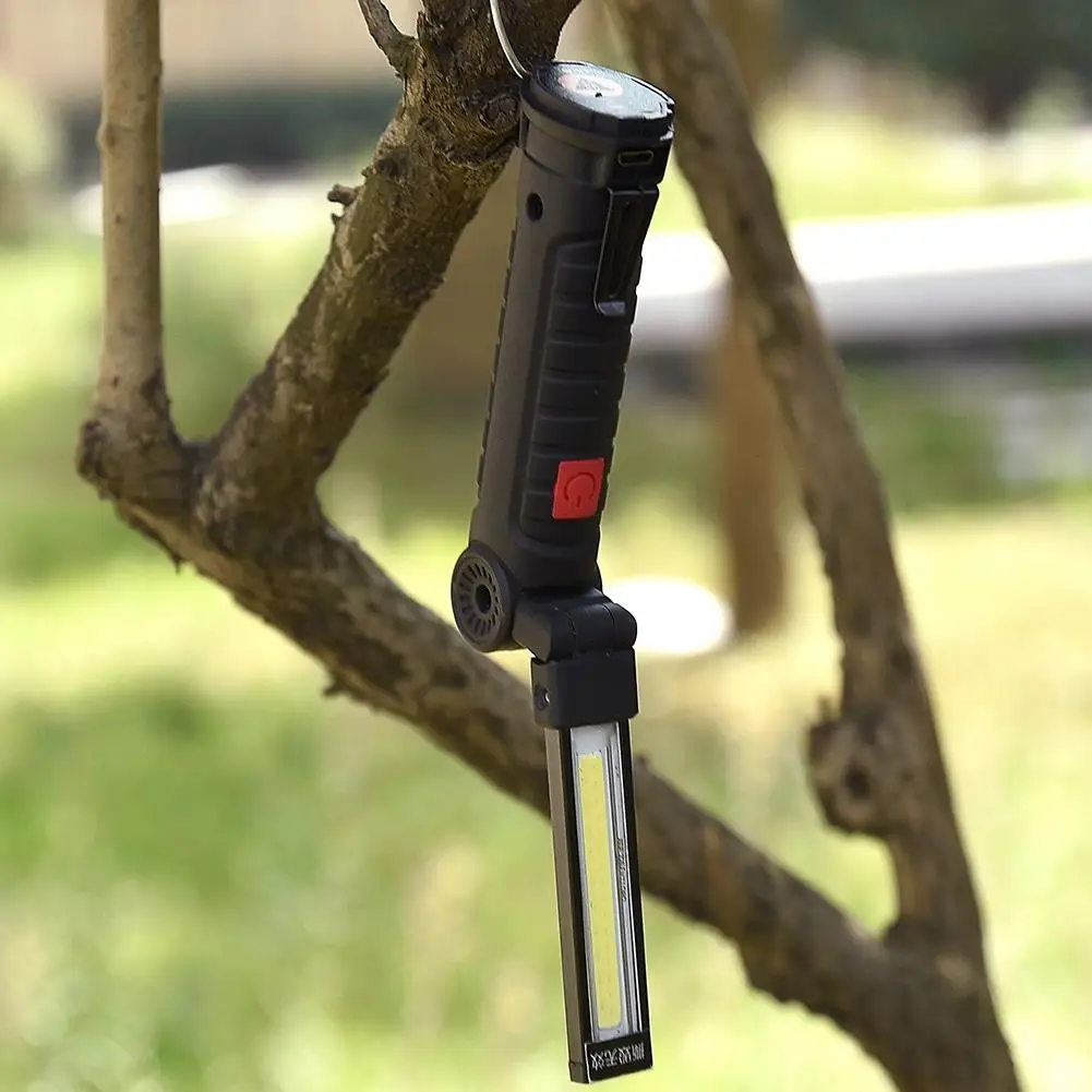 Портативная яркая светодиодная лампа COB с USB зарядкой магнитная красная
