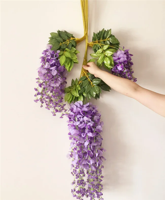 72 шт., искусственный цветок глицинии, искусственные гирлянды 105 см/41,34 дюйма для свадебной фотосъемки, рождественские украшения для дома - Цвет: purple