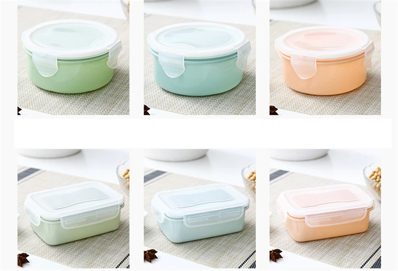 Столовая посуда Bento миска круглый холодильник для хранения Ланч-бокс кухонная посуда пластиковая прямоугольная герметичная коробка С Пылезащитным покрытием