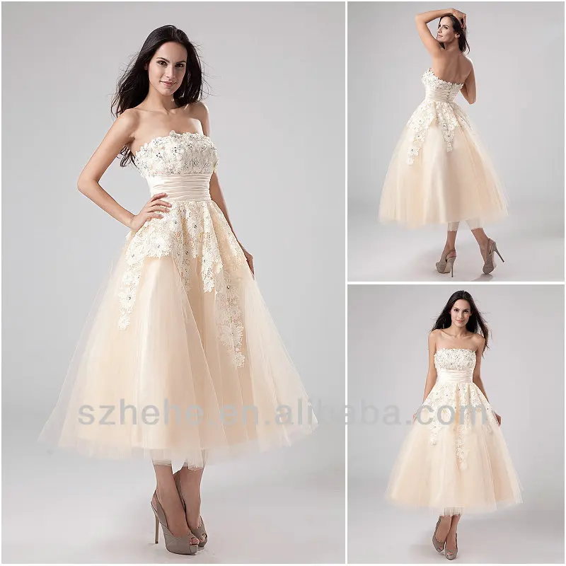 tea length colored wedding dresses