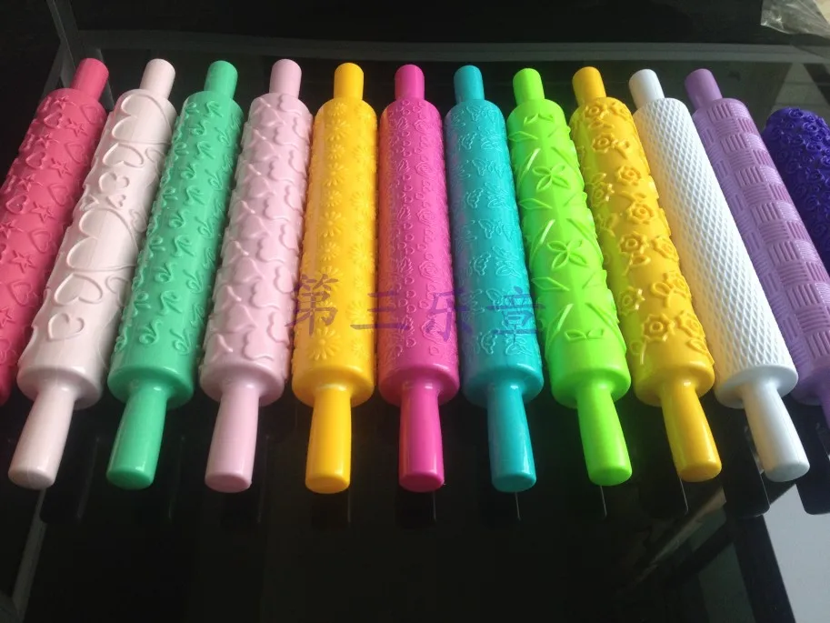 12 дизайн красочные пластиковые тисненые текстурированные узорчатые помадные Скалки для украшения торта инструменты для выпечки