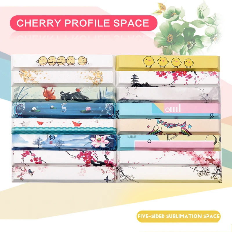 

Pudding five-sided sublimation space mechanical keyboard PBT material original height 6.25U cherry personality button cap
