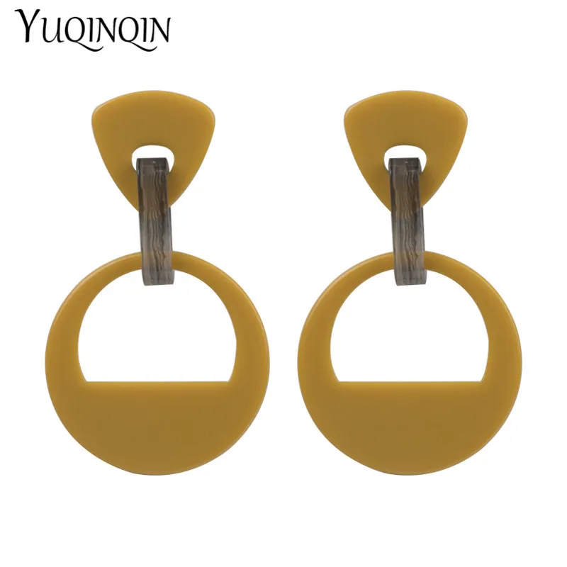 

GuanLong Vintage Big Long Circle Geometric Acrylic Resin Fashion Drop Earrings Women Dangle Earring for Girls Jewelry Brincos