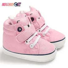 Baby Autumn Shoes Kid Boy Girl Fox Head Lace Cotton Cloth First Walker Anti-slip Soft Sole Toddler Sneaker 1 Pair winter autumn baby warm shoes kid boys girls fox head lace cotton cloth first walker anti slip soft sole toddler sneaker