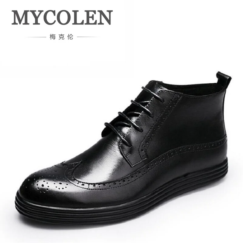 Casual Inverno Dos Preto Artesanais Mycolen De Outono up Confortáveis Lace Boi Homens Botas Sapatos Couro Hombre Masculinos qvtUPRUXg