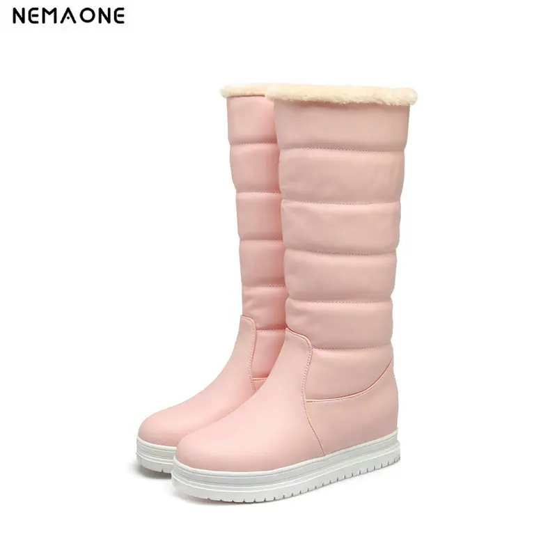 

black pink white Women Shoes Woman snow boots Casual comfortable Warm Plush Winter mid-calf Boots Large Size 34-43
