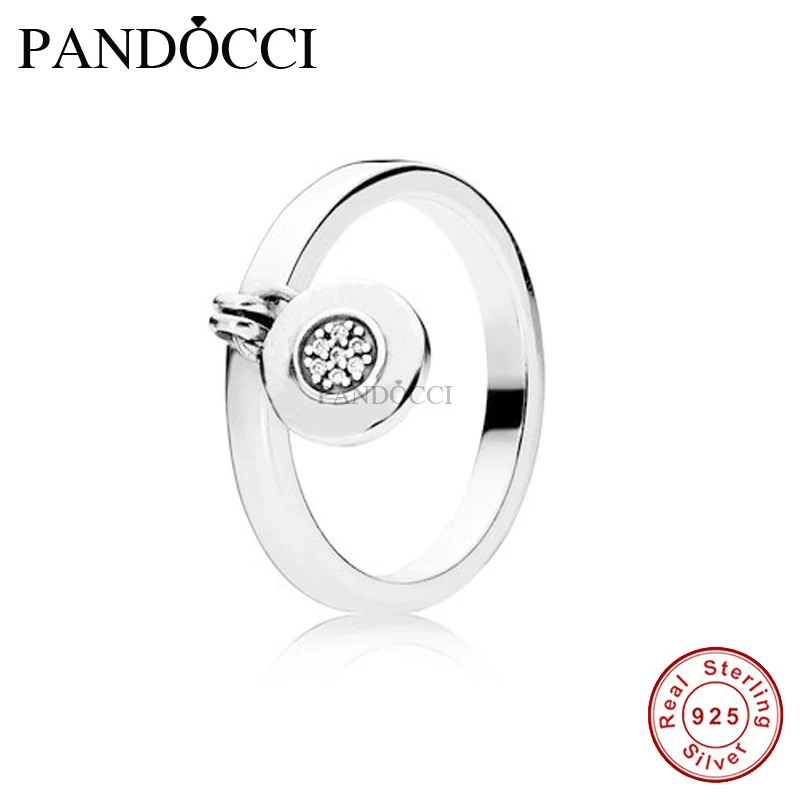 

Real 925 Sterling Silver Jewelry Rings for Women Signature Ring with Clear CZ Fine Jewelry for Women DIY Charms Making PANDOCCI