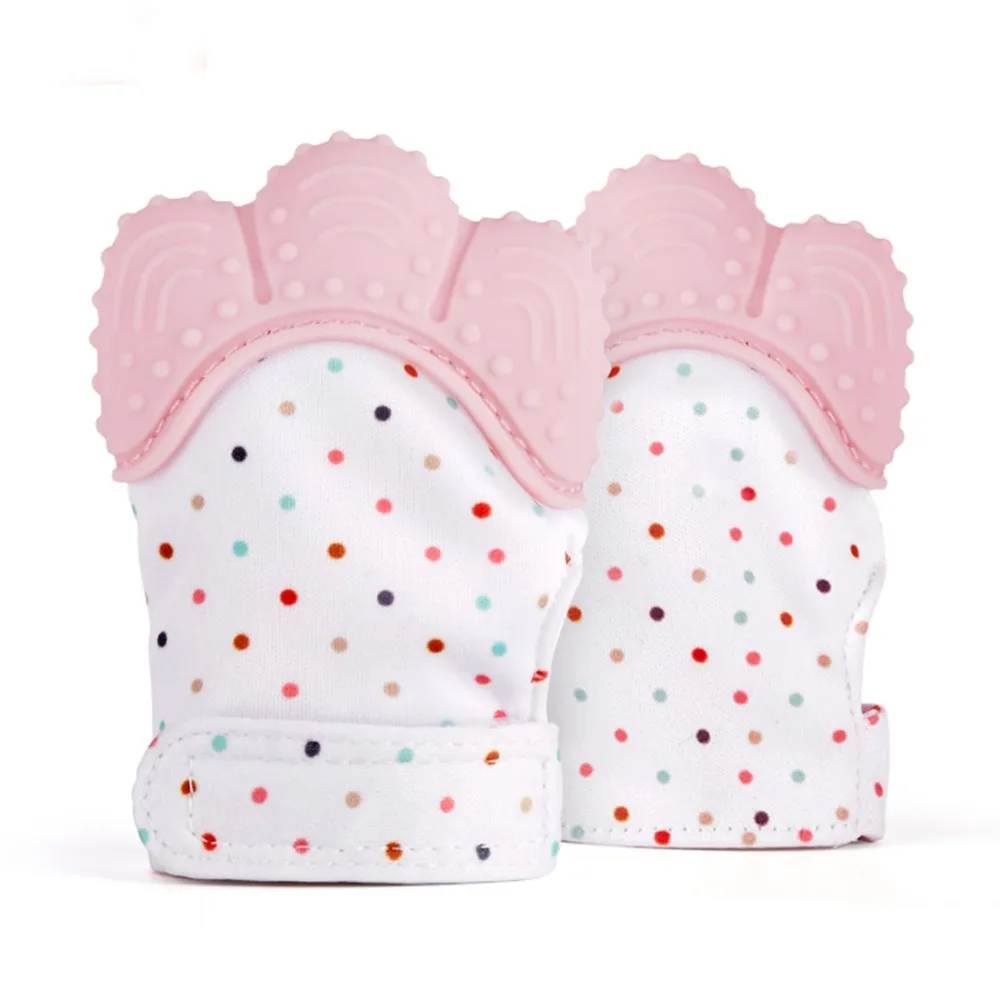 

High quality Baby Silicone Mittens Gloves Newborns Safe Candy Wrapper Sound Silicone Teether Mitt For Children Gift Birthday