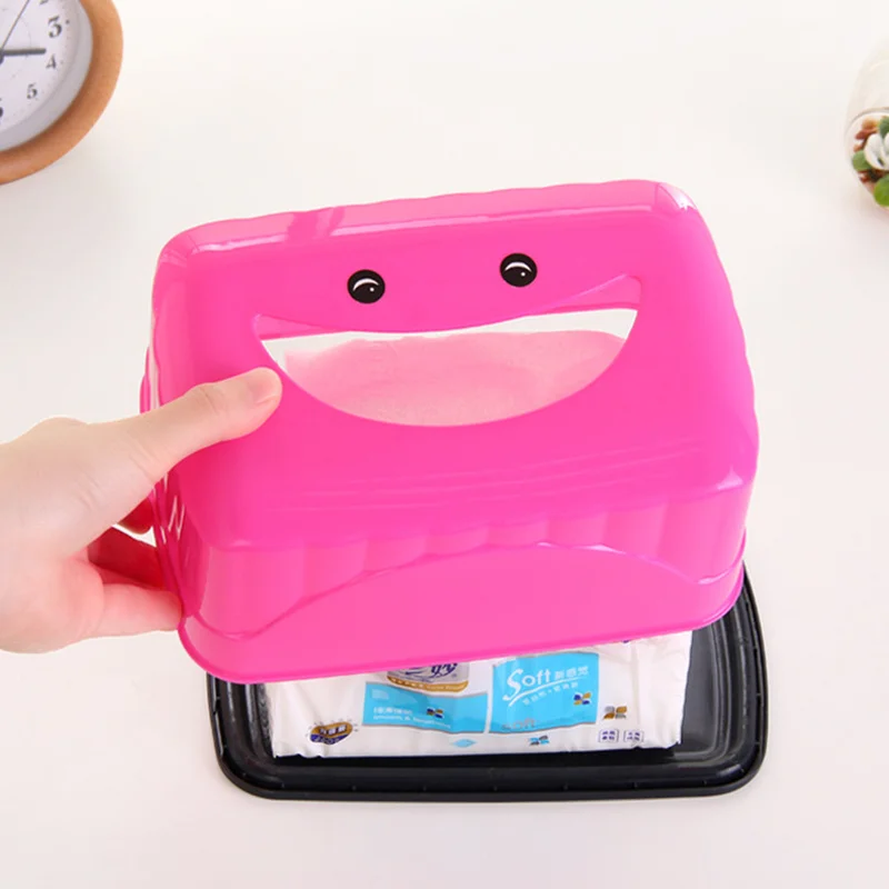 1 шт Tissue Box Симпатичные улыбающееся лицо Пластик случае Настоящее ткани детские салфетки Пресс домашний держатель для салфеток аксессуары полотенца случае