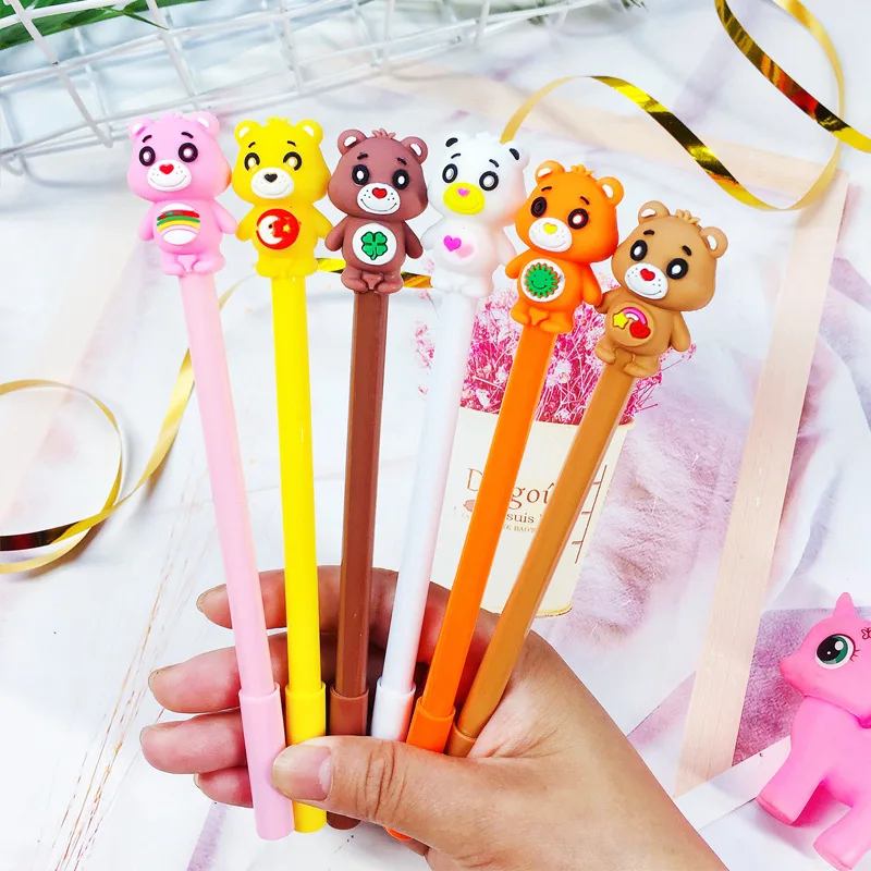 

6 pcs/lot Cute Bear gel pen Cartoon 0.5 mm Black ink Signature pens Stationery gift office School writing supplies