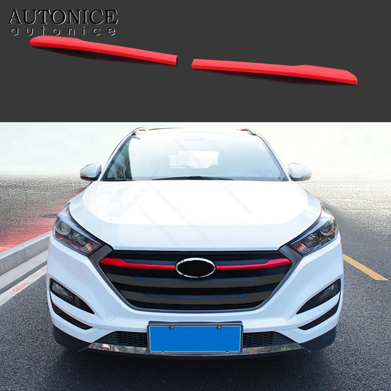 2X красная Хромированная передняя решетка радиатора для Hyundai Tucson 2016 2018|Наклейки на