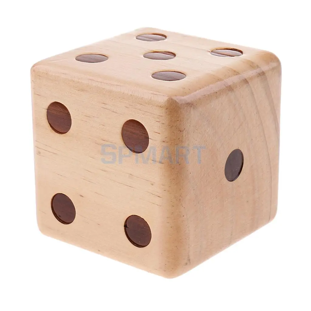 MagiDeal 1Pc Six Side Crafted 3.5-inch Big Wooden Yard Dice With Rounded Corner for Teaching Project BBQ Group Event Camping Toy