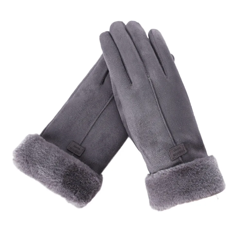 Классические Luvas De Inverno женские модные зимние уличные спортивные теплые перчатки варежки Eldiven однотонные розовые Guantes Femme - Цвет: Gray
