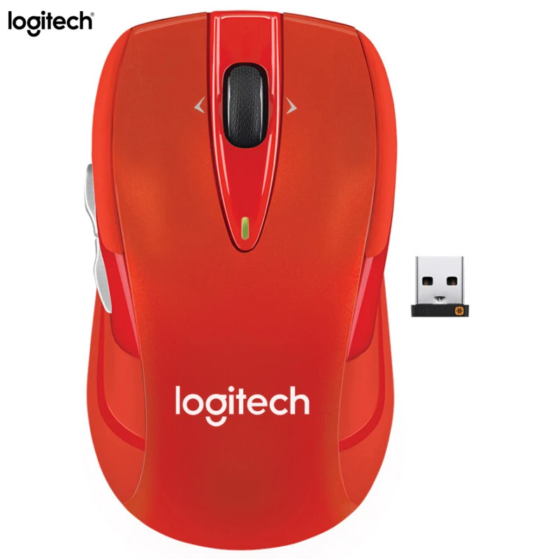Беспроводная игровая мышь logitech M546, настоящий приемник Unifying, игровая оптическая мышь 1000 точек/дюйм, эргономичная компьютерная мышь с отслеживанием - Цвет: RED