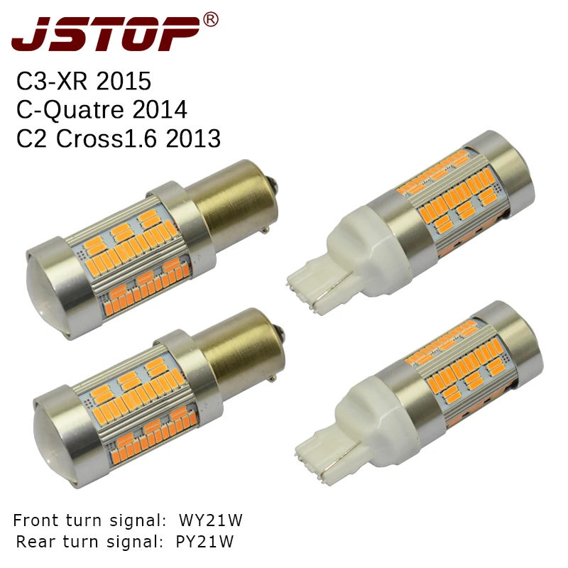 

JSTOP 4PCS/set C3-XR C-Quatre T20 7440 PY21W front Rear led Turn Signal No Hyper Flash 12-24V 100% No error led car Turn Signal