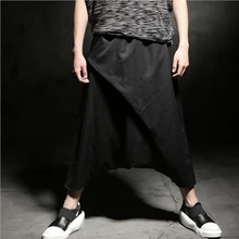 Шаровары Штаны мужские летние личность тенденция случайные свободные хип-хоп DJ висит промежность Штаны