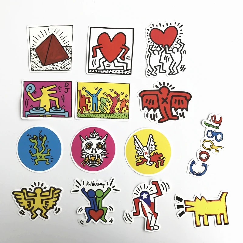 14pcs keith haring Mixed Stickers For Snowboard Laptop Luggage Car Fridge Car Styling Vinyl Decal Home