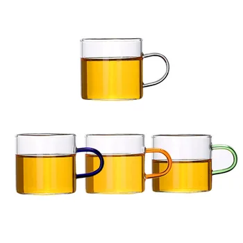 

6 pcs/set High borosilicate small glass cup with handle Heat resistant transparent glass kung fu tea cups