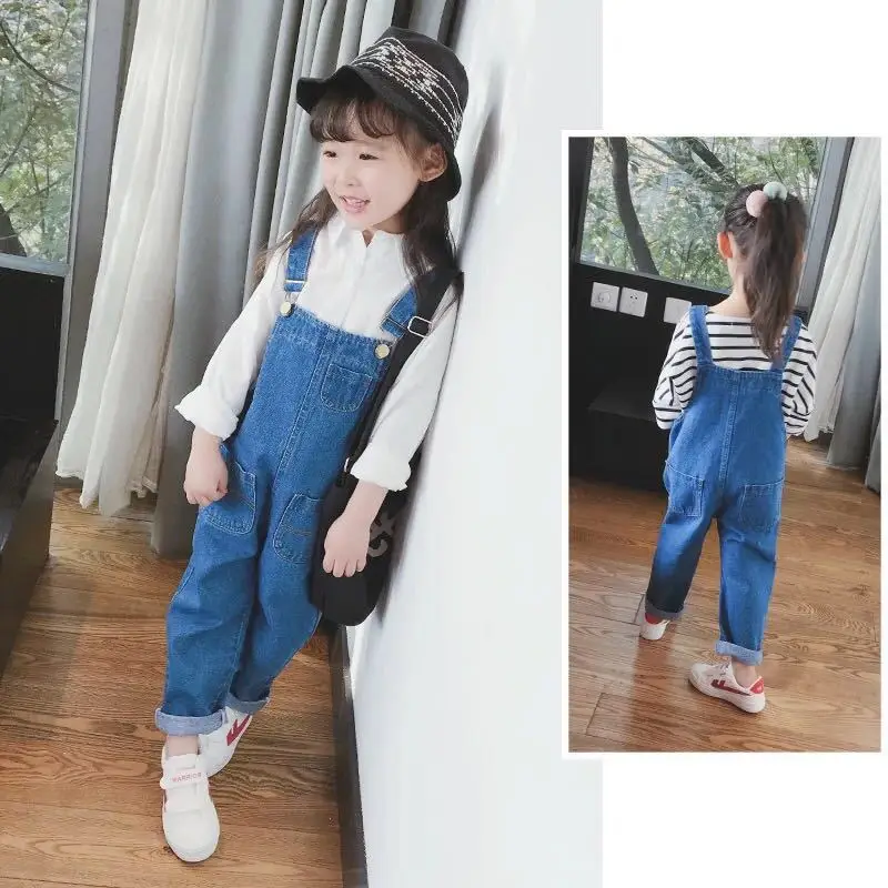 

Korean Style Loose Brief Fashion Casual Girls Jeans Soft Solid Elastic Waist Mid Kids Jeans Preppy Style Cotton Jeans For Girls