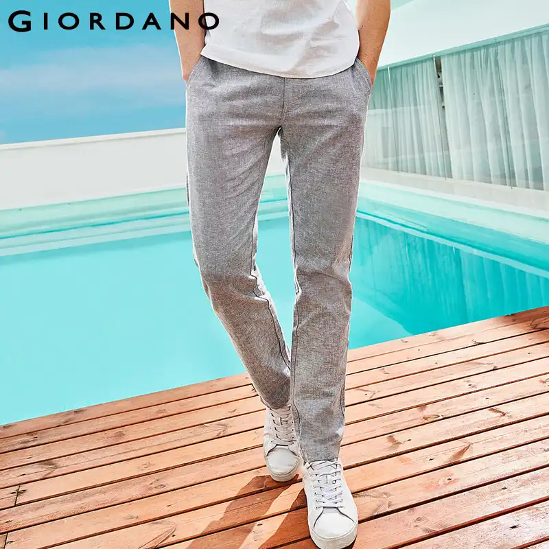 low rise linen trousers