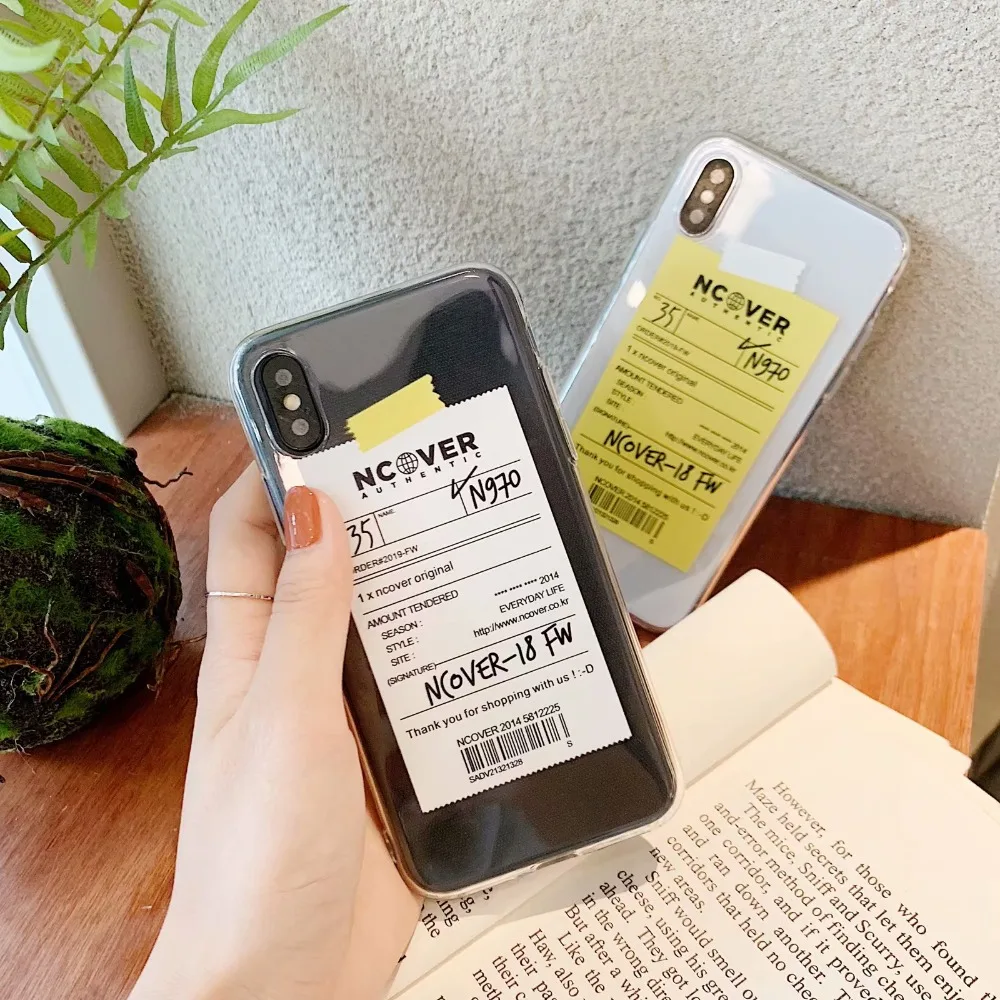 

label Transparent soft silicon cover case for iphone 6 6S S 7 plus 8 8plus X XR XS MAX phone coque