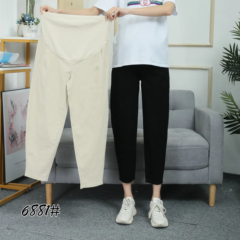 

6881# 9/10 Spring Summer Fashion Maternity Pants Loose Elastic Waist Belly Pants Clothes for Pregnant Women Pregnancy Trousers