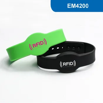 

WB04 Silicone RFID Wristband RFID Bracelet Proximity Smart EM Card Frequency 125KHz for Access Control With EM4200 Chip