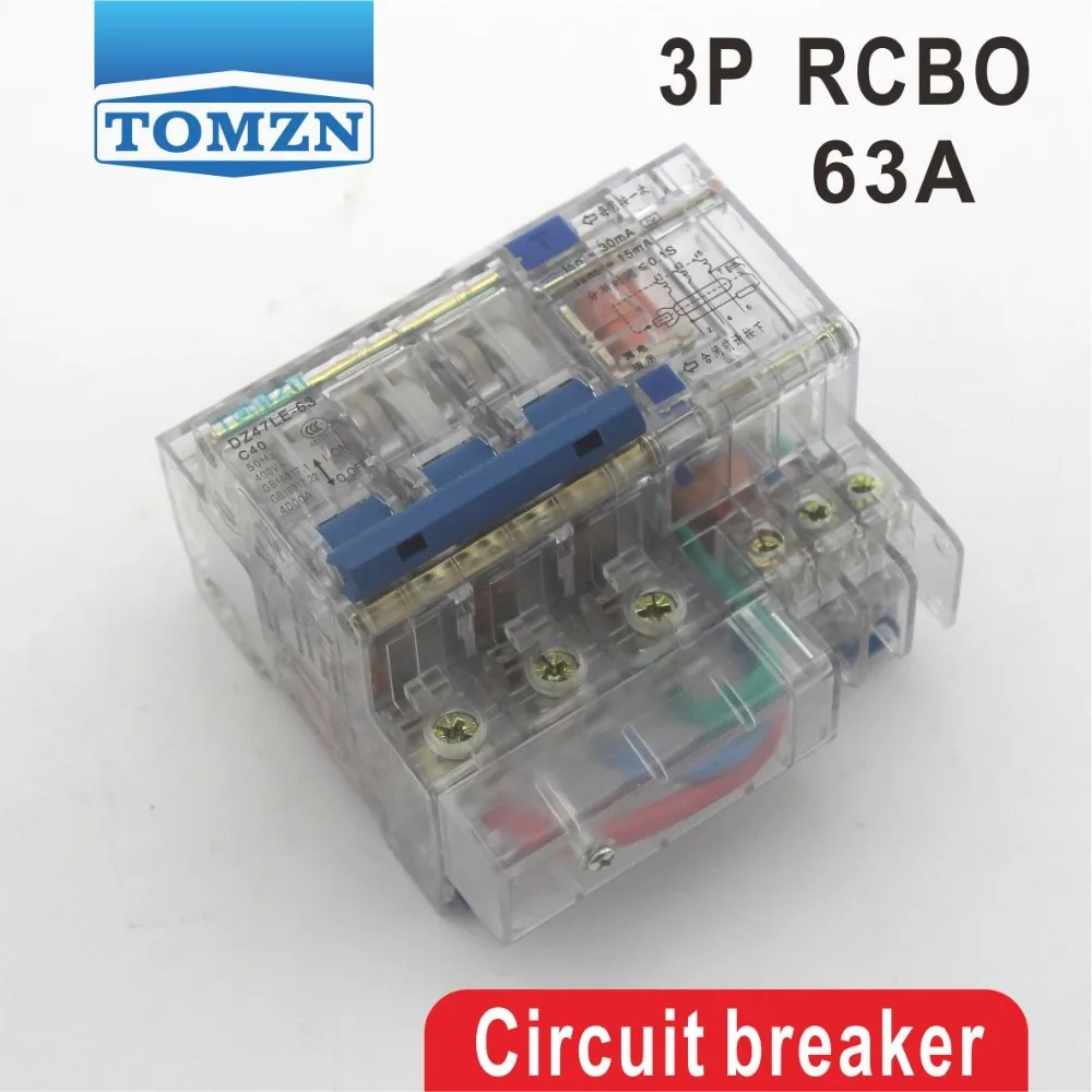 DZ47LE 3P+N 80A D type 400V~ 50HZ//60HZ Residual current Circuit breaker