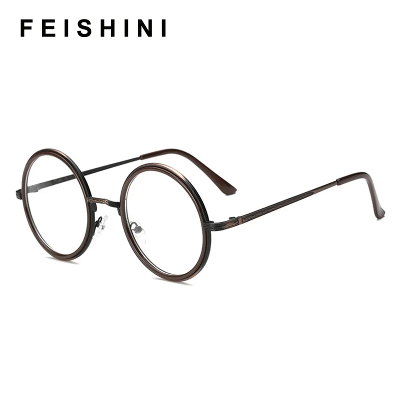 Мужские и женские очки для близорукости Feishini круглые с прозрачным видением