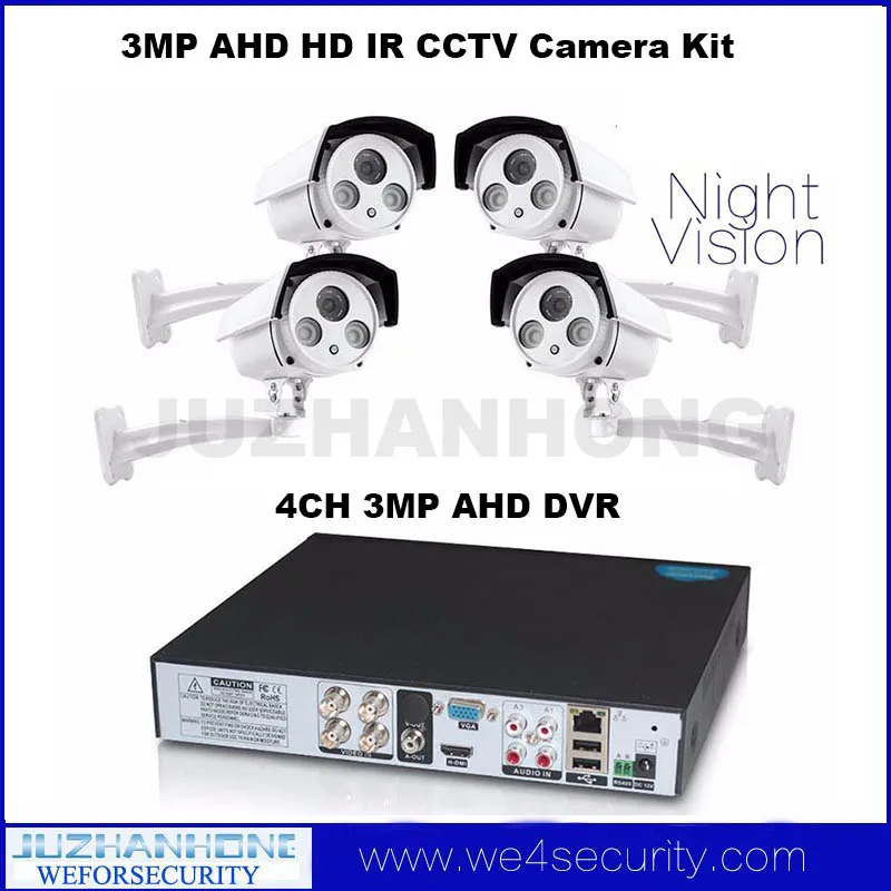 3MP 1080P AHD CCTV Camera 4 Channel AHD Full HD DVR IR Night Vision Surveillance System Kit