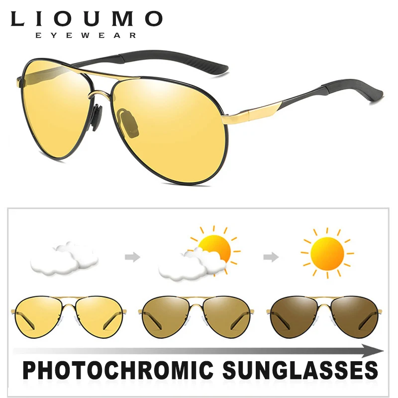 

Intelligent Photochromic Day Night Vision Goggles Sunglasses Polarized For Men Anti-Reflective Yellow Lens Safe Driving Glasses