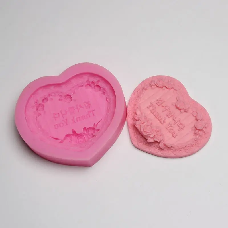 Heart shaped rose silica gel mold Paster Tablets Craft Clay Pendant Chocolate Molding Soap Making Silicone Mold