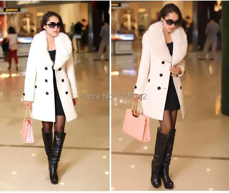 Новые осенне-зимние женские пальто больших размеров, однотонное тонкое модное двубортное шерстяное пальто для женщин, большая верхняя одежда