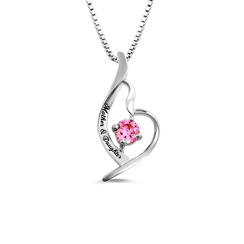 mother's heart necklace with birthstones