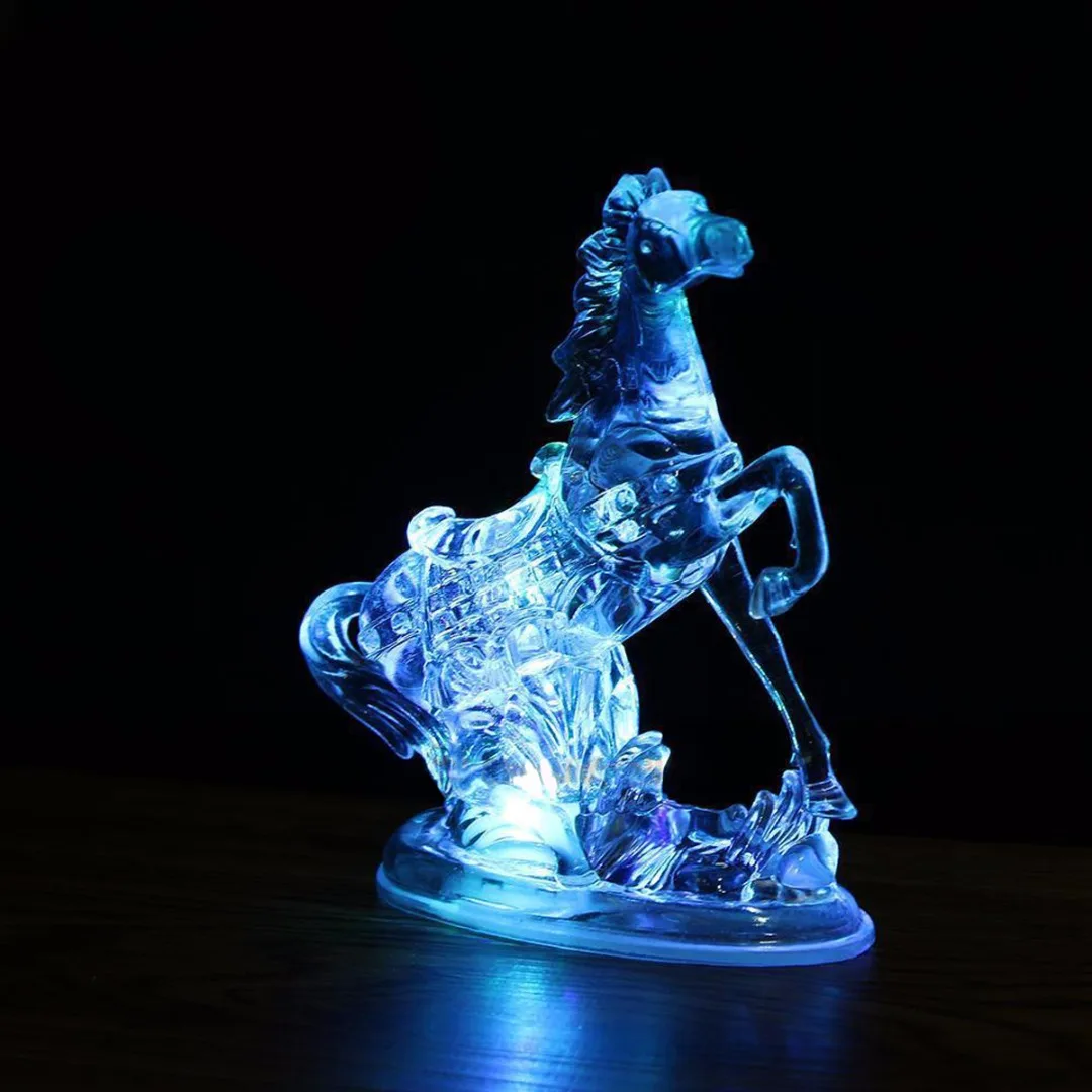 IKVVT 7 Color Changing Animal Acrylic Horse LED Night Light Lamp Xmas Bedroom Decor