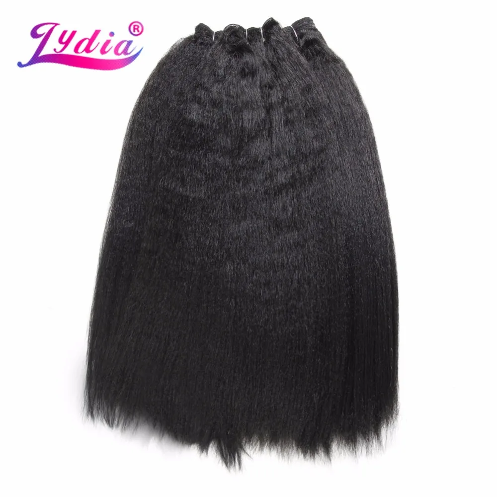

Lydia Hair Extension Synthetic Kinky Straight Weaving 12-24 Inch Pure Color #1B Synthetic Hair Bundles For Women