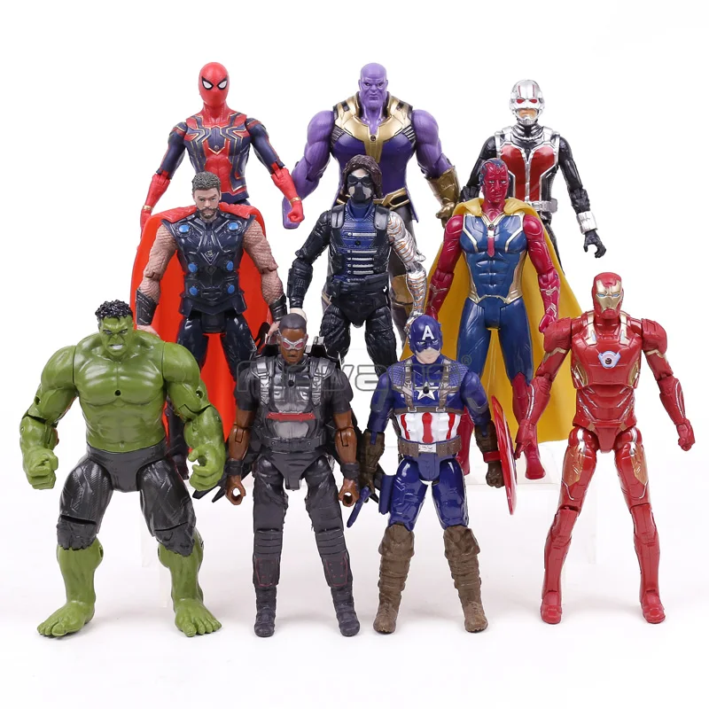 

Avengers Infinity War PVC Figures Toys Iron Man Captain America Hulk Thanos Spiderman Thor Vision Winter Soldier Ant Man Loki