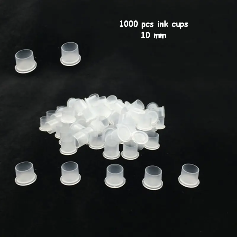 

1000PCS Small 10mm high quiality Steady plastic tattoo ink cups with a BASE INK CUPS For Tattoo Gun Needle Ink Tips Grips Kits