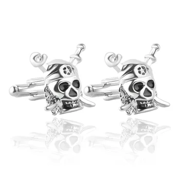 

24 Pairs/Lot Vintage Charm Alloy Aztec Skull Pendant Cufflinks Pirates of the Caribbean Skeleton Cuff Link Bulk Wholesale