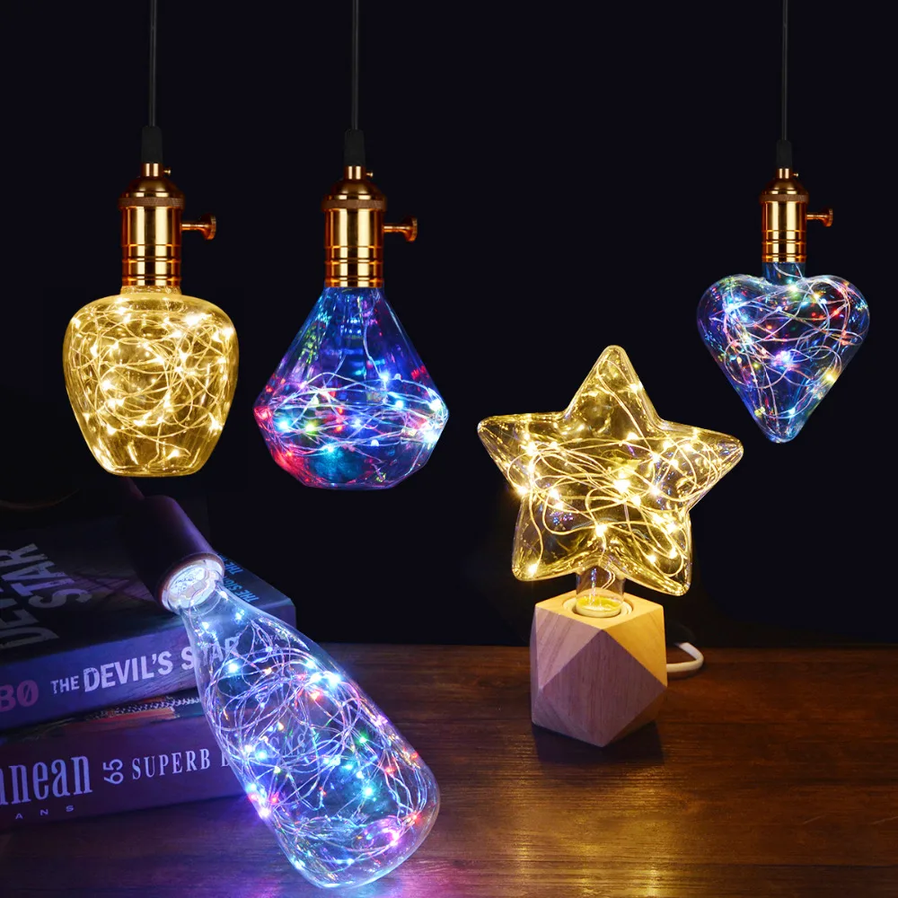 

Vintage Edison LED Bulb E27 85V-265V Retro Lamp Filament light Copper Wire String Incandescent Light Lampada decor Holiday light