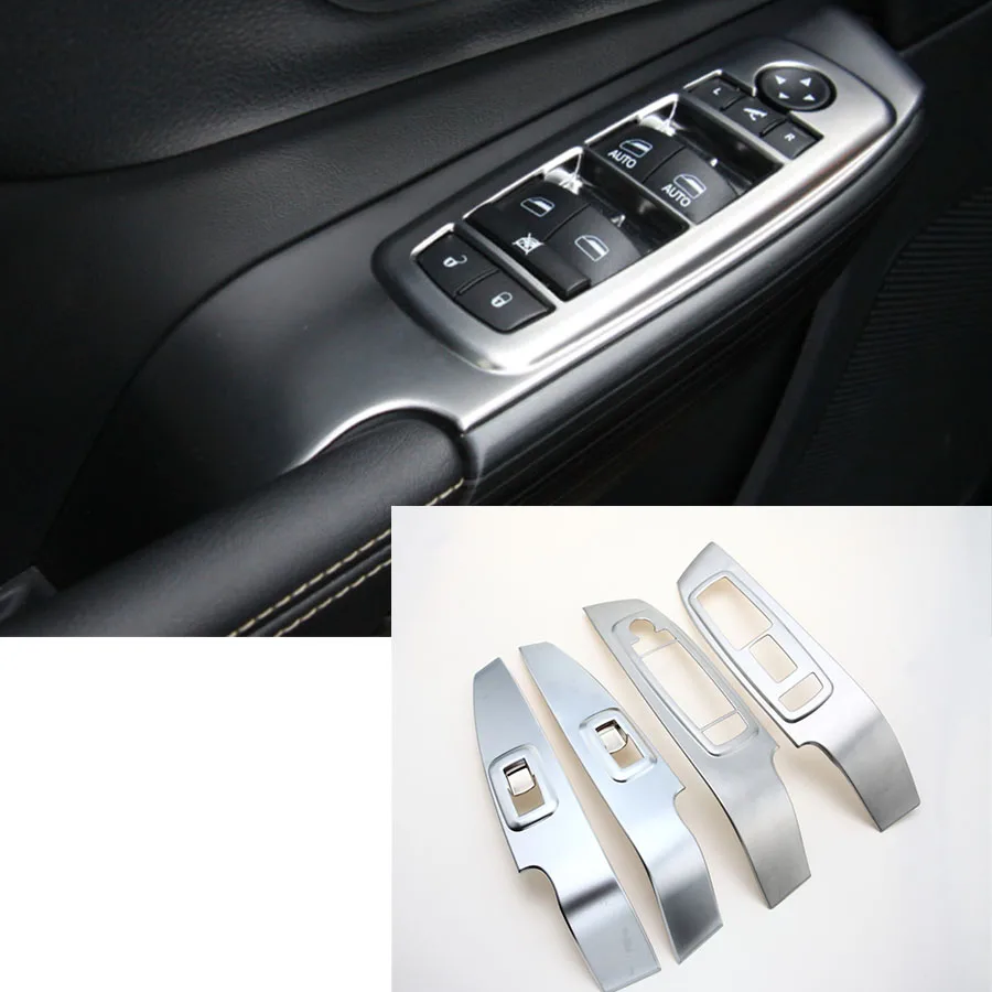 

YAQUICKA For Jeep Cherokee 2014-16 ABS Interior Car Door Armrest Panel Window Lift Buttons Switch Decor Frame Cover Trim Styling
