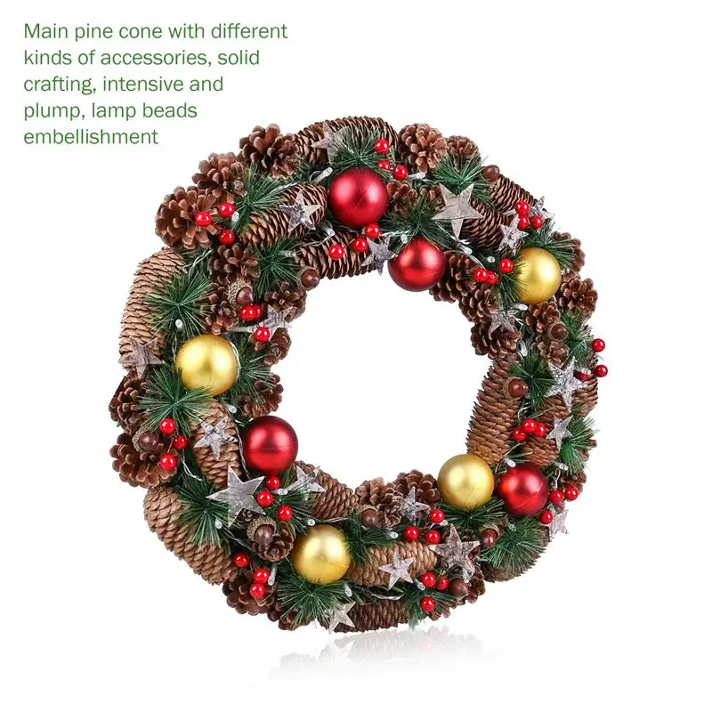 christmas wreath decorative garland with pine cone acorn pine needle berry battery operated warm white led lights for decoration - Battery Operated Christmas Wreath christmas wreath decorative garland with pine cone acorn pine needle berry battery operated warm white led lights for decoration - Battery Operated Christmas Wreath