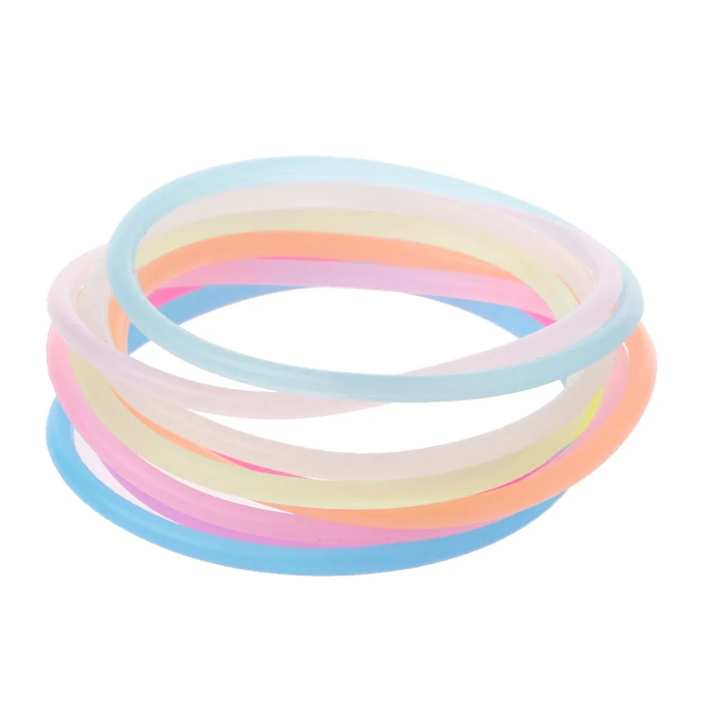

10PCS Night Luminous Bracelets Wristband Gummy Silicone DIY Rubber Hairbands