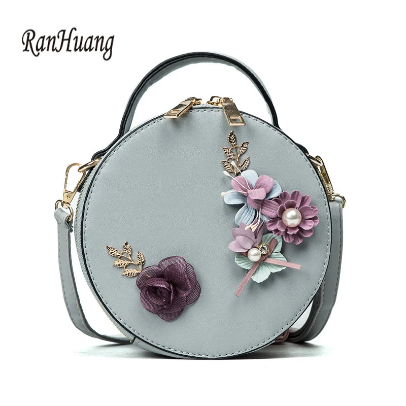 RanHuang Фирменная Новинка 2019 Для женщин мода круглый сумки цветочный дизайн на