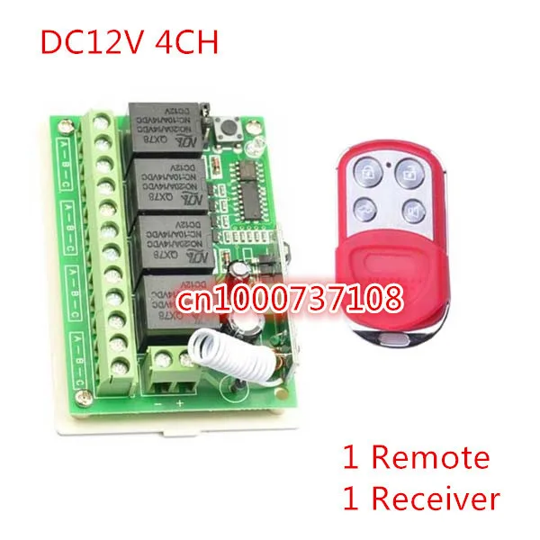 

DC12V 10A 4 ch remote control light switch 315M /433M RF relay switch Waterproof metal 4 buttons remote M4/L4/T4 adjust