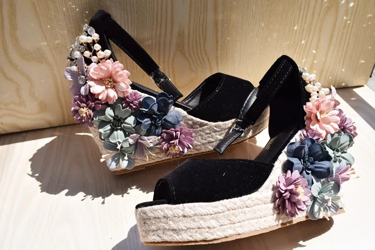 Bohemia wedges peep toe sandals 9
