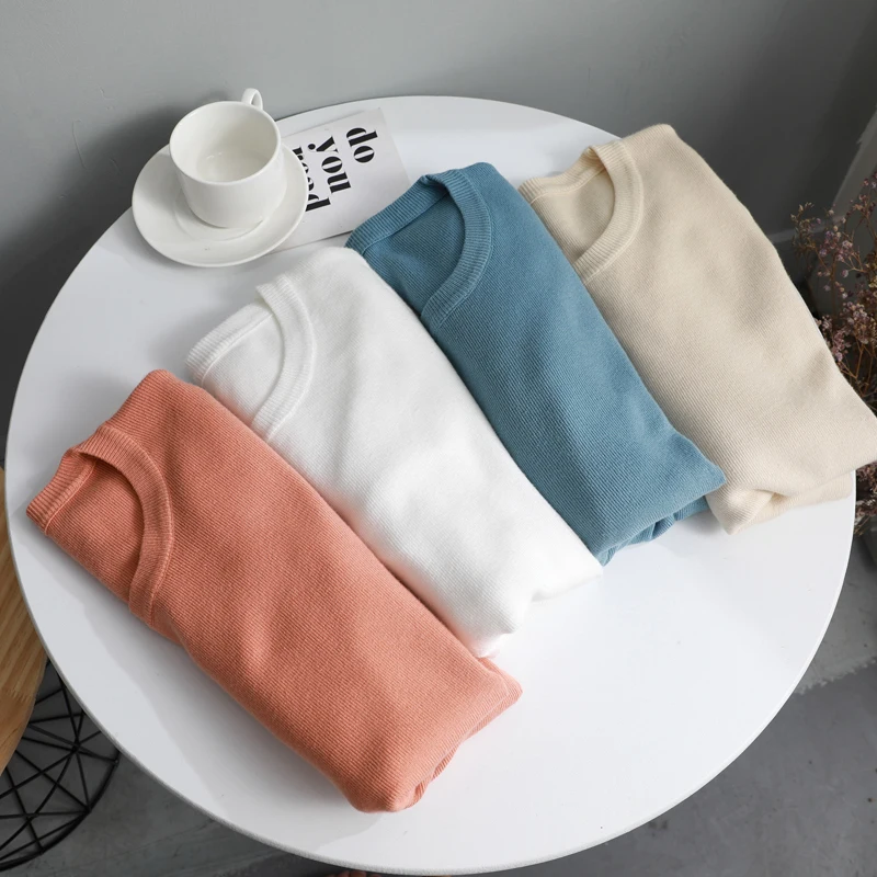 

2019 Knitted Women o-neck Sweater Pullovers spring Autumn Basic Women Sweaters Pullover Slim Fit Black cheap top
