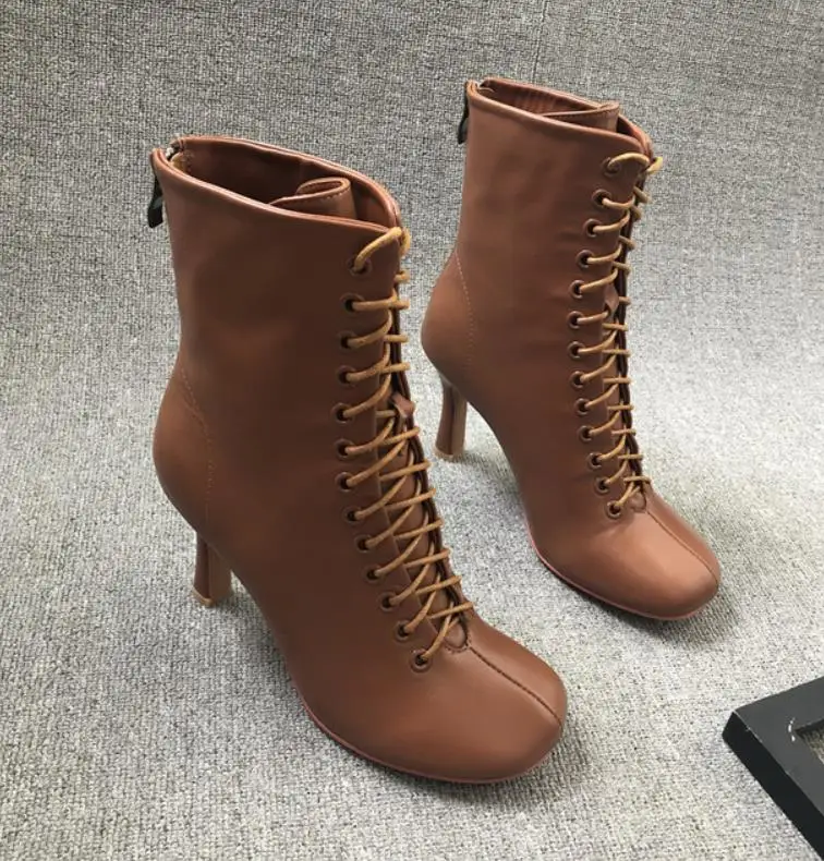 

Winter's new fashion square head with leather high and short velvet cotton Martin boots